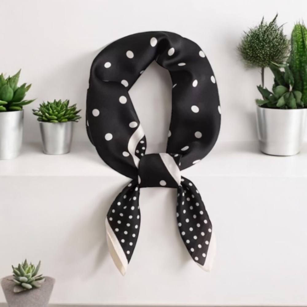 Black and white polka dot neck scarf purse scarf